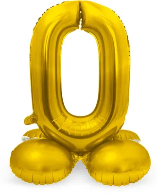 Produktbild von Stehender Folienballon Zahlen 28"/72cm | Gold Zahl: 0