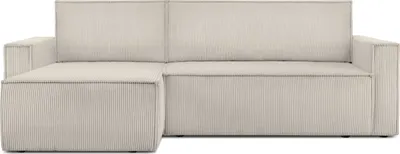 Produktbild von KONSIMO Linke/rechte Ecksofa mit Armlehnen mit Schlaffunktion "NAPI", Creme, Cordstoff, Loft, 243x92x149 cm