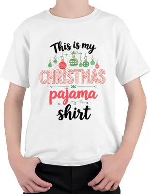 Produktbild von This is my CHRISTMAS pajama shirt Weihnachten Pyjama Geschenk Uni Kinder T-Shirt, Weiß, 140