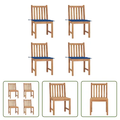 Produktbild von The Living Store Gartenstühle 4 Stk. mit Kissen Massivholz Teak