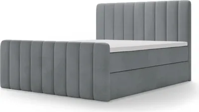 Produktbild von MYSEN Boxspringbett 180x200 Magic Plus mit Bettkästen mit Matratze (14 cm) mit Topper (4 cm) Komplett-Set Polsterbett Bonell H3 Grau