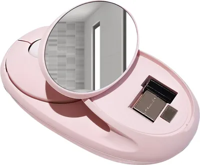 Produktbild von Magnetischer Kosmetikspiegel, Drei-Modus-Bluetooth-Maus, 2,4 G + Bluetooth 3.0 + Bluetooth 5.0, Typ-C-Aufladung, 3 Geschwindigkeiten, einstellbare DPI, integrierter Lithium-Akku, Rosa