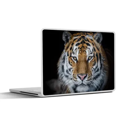 Produktbild von MuchoWow® Laptop Aufkleber Sticker Cover Tiger - Schnee - Schwarz 31x22.5 cm - Laptop-Deko