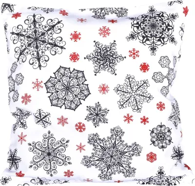 Image de Housse de Noël en coton Flocons de neige noirs et rouges 1167 40x40 cm