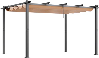 Obrázek produktu pro SucceBuy 10'x13' stahovací pergola se stříškou pro venkovní použití, hliníková, pro terasu, zahradu (béžová)