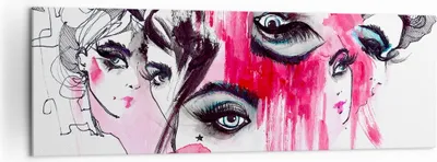 Produktbild von Bild auf Leinwand - Leinwandbild - Frauen Gesichter Augen illustration - 160x50cm - Wand Bild - Wanddeko - Leinwanddruck - Bilder - Kunstdruck - Leinwand bilder - Wandkunst - AB160x50-3095
