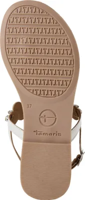 Produktbild von Tamaris Damen Sandale Leder Zehentrenner Schmucksteine und Strass 1-28163-42, Größe:37 EU, Farbe:Weiß