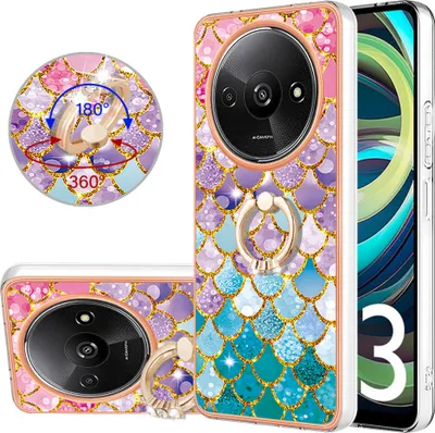 Immagine prodotto di Custodia per Xiaomi Redmi A3, custodia protettiva in silicone TPU a fantasia con supporto ad anello Colorato