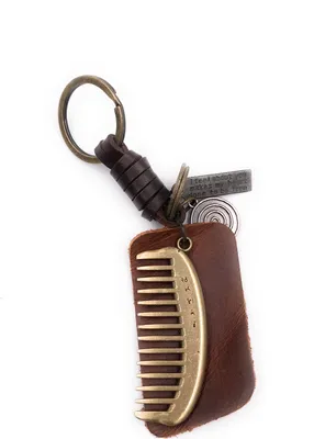 Produktbild von Onwomania Schlüsselanhänger Kamm Leder Frisur Haare Pflege  Metall Anhänger Charm