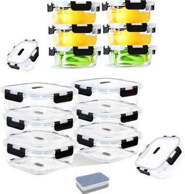 Zdjęcie produktu dla Szklane pojemniki do przechowywania żywności, hermetyczne zamknięcie, można myć w zmywarce, 6x1200ml + 6x520ml, M
