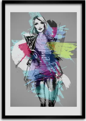 Produktbild von Bild - Bilderrahmen - Foto - 70 cm x 100 cm - MDF - Rahmen - Wandkunst - Abstraktion einer Frau