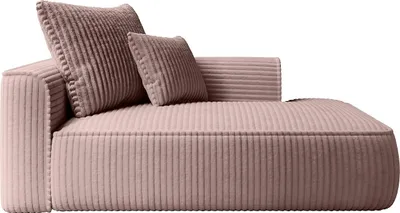 Produktbild von Rechte Chaiselongue aus breitgestreiftem Cord in Puderrosa - PINETA