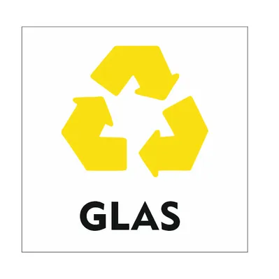 Produktbild von CombiCraft Abfallschild 'Glas' mit Recyclingsymbol - 10 x 10 cm
