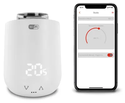 WiFi-Thermostatkopf für Heizkörper, intelligent, batteriebetrieben, weiß