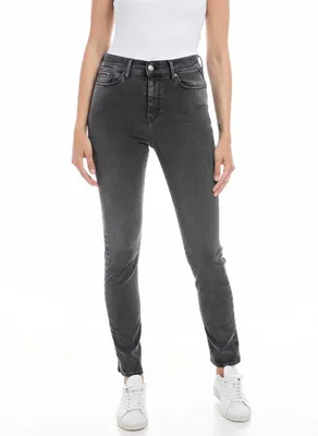 Productafbeelding van Replay dames jeans MJLA, slim-fit, Hyperflex, gemaakt van gerecycled materiaal met stretch, donkergrijs, model 097