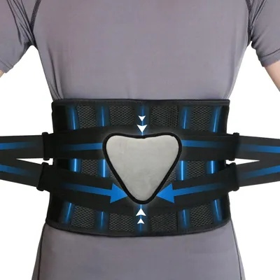 Produktbild von Rückenstützgurt Lendenstützriemen mit verstellbaren Zugkordeln für Herren und Damen - Unterstützung für Arbeit und Sport - Haltungsverbesserung - Größe 95-115 cm