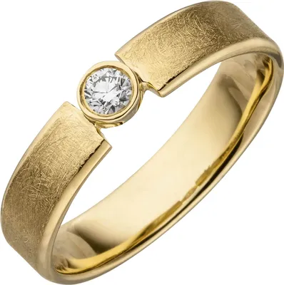 Produktbild von Solitär Ring aus 585 Gold Gelbgold mit Diamant Brillant 0,10 Ct. 4,1mm breit Innenumfang 50mm Ø15.9mm