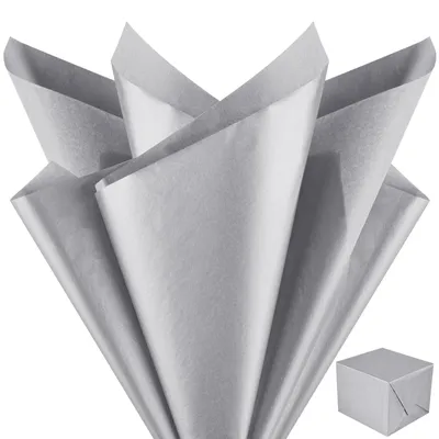 Immagine prodotto di Carta metallizzata argentata, 50 x 35 cm, 60 fogli, confezione regalo