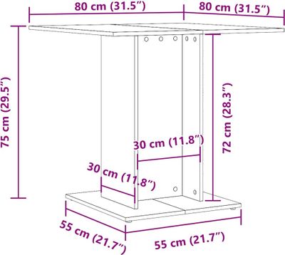vidaXL Jídelní stůl vysoký lesk bílý 80x80x75 cm Dřevěný materiál