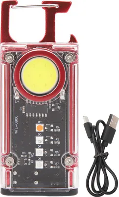 Obrázek produktu pro Mini LED svítilna, červená – výkonná, multifunkční, COB 500 LM, 7 režimů, magnet a klip, nabíjecí (přes USB-C), výdrž 70 hodin