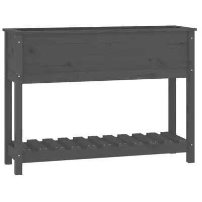 Zdjęcie produktu dla vidaXL Sadzarka z półką szara 111,5x34,5x81 cm lite drewno sosnowe