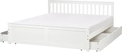 Obrázok produktu pre BELIANI Posteľ biela borovicové drevo MDF 180 x 200 cm s čelom úložný priestor 4 zásuvky minimalistický škandinávsky štýl spálňa detská izba