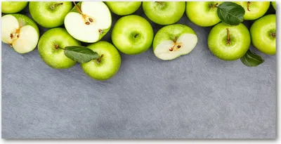 Produktbild von Tulup® Glas-Bild - 100x50 -Wandkunst - Wandbild hinter gehärtetem Sicherheitsglas  - Essen & Getränke - Grüne Äpfel - Grün