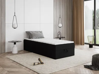 Produktbild von Boxspringbett mit Bettkasten Mira Mini 60x200 cm Topper T25, Kinderbett, Jugendbett, Einzelbetten, Bett, Stauraum Polsterbett, Matratze