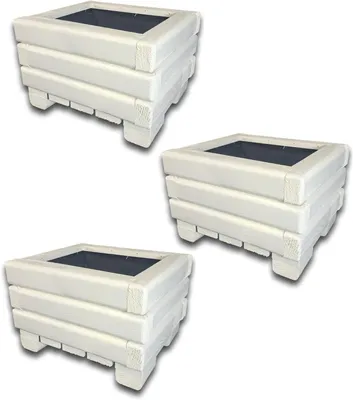 Produktbild von HolzGarden 3 Stück Set Pflanzkübel Holz Rechteckig 30x20x25 cm Imprägniert Farbe Weiss Wetterfest Blumenkasten Blumentopf