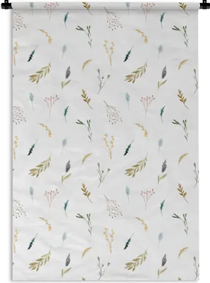 Produktbild von MuchoWow® Wandteppich Wandbehang Pflanzen - Vintage - Pastell 90x135 cm Tapisserie Dekoration Wandtuch - Baumwolle - Wandskulptur