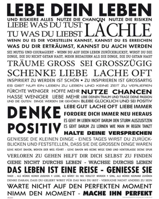 Produktbild von Lebe Dein Leben - Motivational Kunstdruck - Mini Poster Druck - Größe 40x50 cm