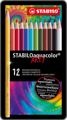 Produktbild von Aquarell-Buntstift - STABILO aquacolor - 12er Metalletui - mit 12 verschiedenen Farben