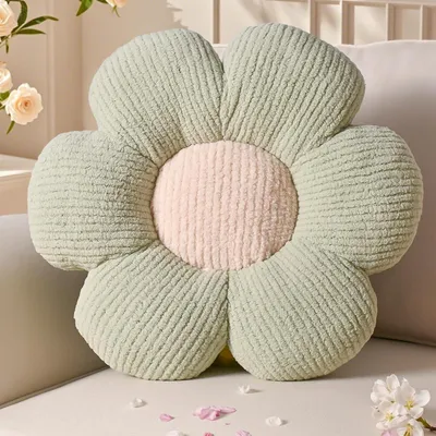 Image de Coussin en forme de fleur en peluche, 40 cm, couleur lilas, coussin décoratif pour chambre d'enfant
