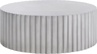 Produktbild von BELIANI Couchtisch Grau Magnesiumoxid u. Glasfaser Rund ⌀ 117 cm Lamellen-Optik Modern Skandi Outdoor & Indoor Terrasse Garten Wohnzimmer Ausstattung