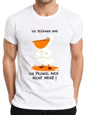 Productafbeelding van "Ich Pelikann" en "Ich Peliwill" - ironisch heren T-shirt, wit, maat 3XL