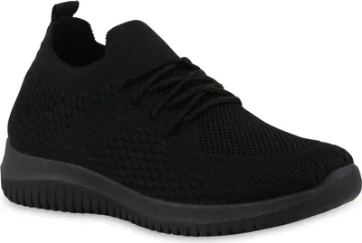 Produktbild von VAN HILL Damen Laufschuhe Sportschuhe Sportliche Strick Profil-Sohle Schuhe 841704, Farbe: Schwarz, Größe: 39