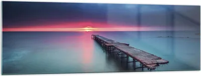 Produktbild von Bilder auf glas - Einteilig - Brücke Meer Landschaft - 160x50cm - Glasbilder - Wandbilder - Bilder - zum Aufhängen bereit - Wanddekoration aus Glas - Glas Bilder - Wandbild auf Glas - GAB160x50-4955