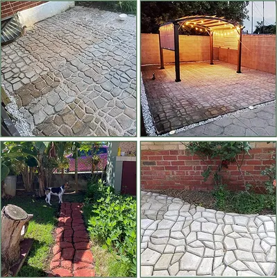Produktbild von Fiqops 4X Pflasterform Gehweg DIY Betonpflaster Schwarz Gießform Garten Schablone Schalungsform
