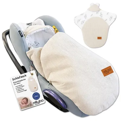 Produktbild von MILLYBO Baby Fußsack Einschlagdecke – Für Babyschale & Kinderwagen - Beige Cord