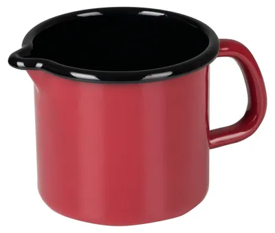 Emaille Milchkännchen 10 cm, 0,75 l, rot/schwarz