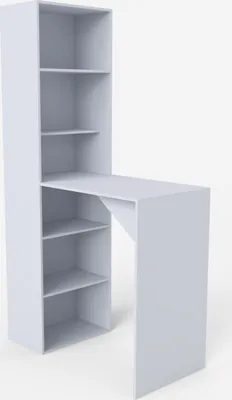 Immagine prodotto di Bar moderno mobile con tavolo alto per sgabelli e con ripiani h109 Tanul - Bianco