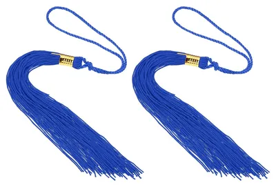 Abschluss-Quasten 2 Stück, blau, 40 cm, für Kappen-Deko