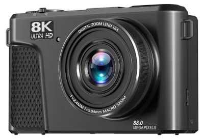 Zdjęcie produktu dla Aparat cyfrowy 8K 88 MP 18-krotny zoom Autofokus WiFi Aparat podróżny z 3-calowym odchylanym ekranem Wiele filtrów Światło wypełniające do transmisji na żywo Czarny