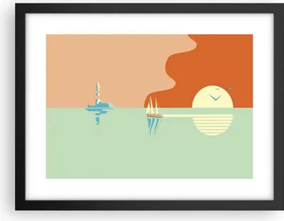 Produktbild von Gerahmtes Poster - Schwarzer Rahmen - Sonne Segelschiff Laterne - 40x30 cm - Wand Bild - Wanddeko - Wandbilder - Kunstposter - Wandposter - Bilderrahmen - Bilder - Kunstdruck - P2BAA40x30-4888