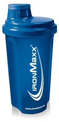Image de Shaker à protéines IronMaxx - 700 ml, bleu foncé, opaque | Étanche, lavable au lave-vaisselle, sans BPA ni DEHP | Shaker à protéines avec bouchon à vis et tamis