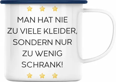 Produktbild von Trendation - Lustige Emaille Tasse mit Spruch für Frauen Männer Arbeit Büro Lustig Emaille Tassen Becher mit Sprüchen Kollegin Geschenk Sarkasmus Zu Wenig Schrank (Blau)