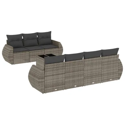 Produktbild von vidaXL 8-tlg. Garten-Sofagarnitur mit Kissen Grau Poly Rattan
