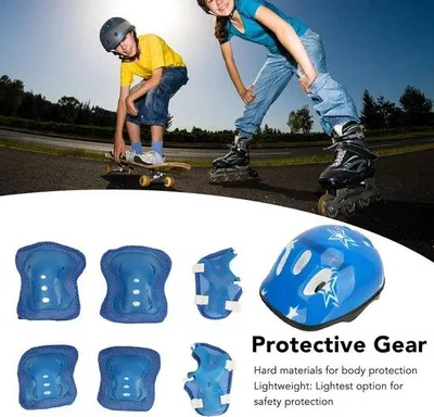 Produktbild von Famanu Schutzausrüstung für Kinder - Helm, Knieschützer, Ellenbogenschützer, Handgelenkschützer