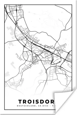Produktbild von MuchoWow® Poster Karte - Troisdorf - Stadtplan 120x180 cm - Kunstposter