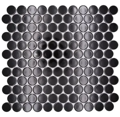 Produktbild von Keramikmosaik schwarz glänzend Rundoptik Mosaikfliese Küchenwand Fliesenspiegel Bad Duschwand MOS10-0300GR_f